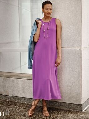 NWT J.Jill Wearever Double Faced Jersey Seamed Maxi Dress Dragonfruit Size XL